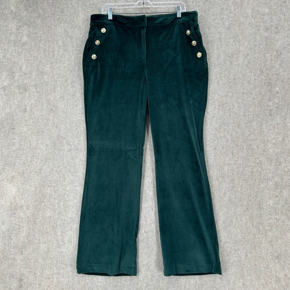 Maison‎ d'Amelie Paris Womens 14 Emerald Green Velvet Sailor Gold Button Pants
